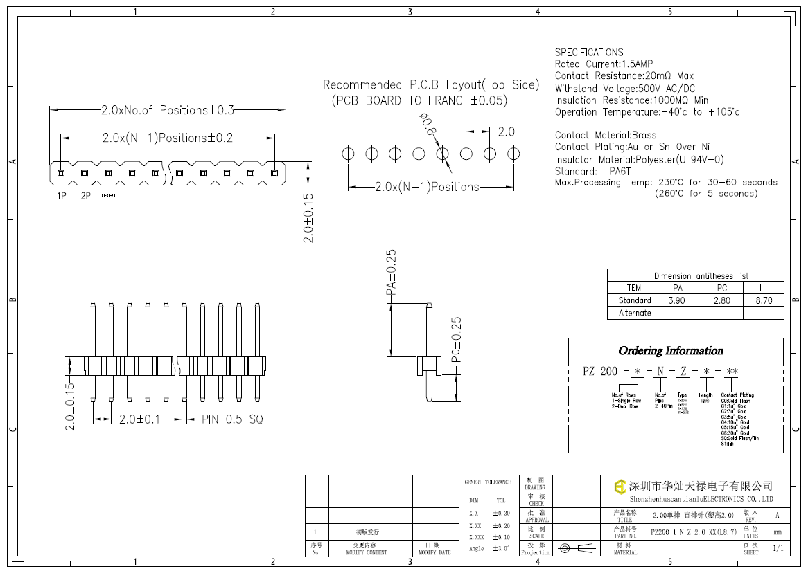 PZ200-1-N-Z-2.0-XX(L8.7)